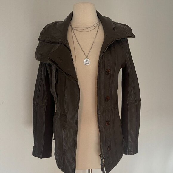Free People Nicholas K Revised Brock Jacket brown leather jacket/size S - Picture 13 of 15